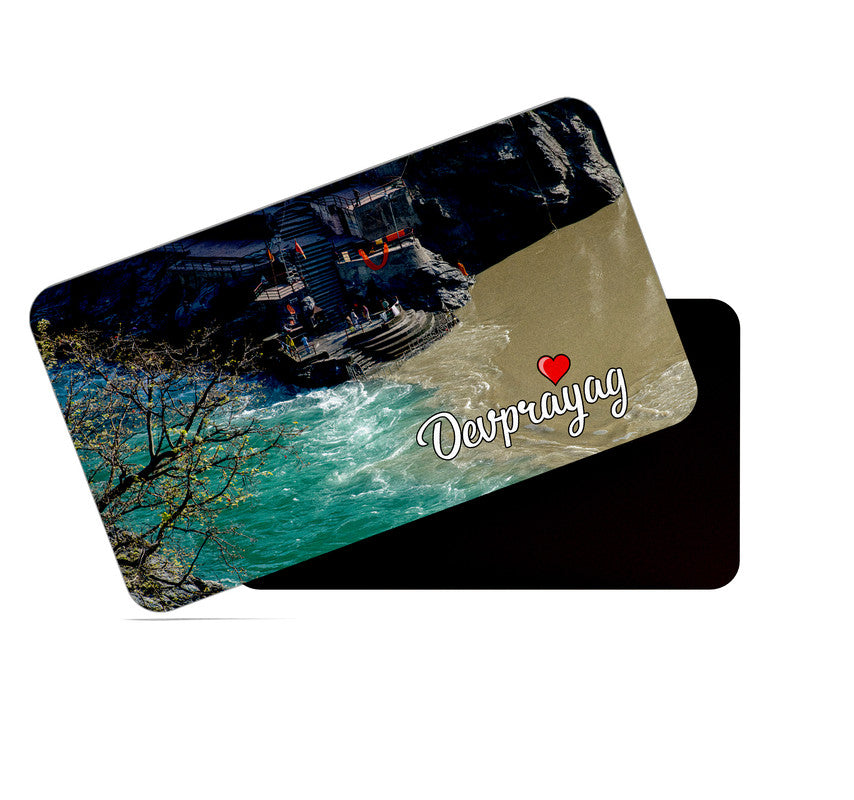 dhcrafts Rectangular Rubber Fridge Magnet / Magnetic Card Multicolor Uttarakhand Devprayag Design Pack of 1 (8.6cm x 5.4cm)